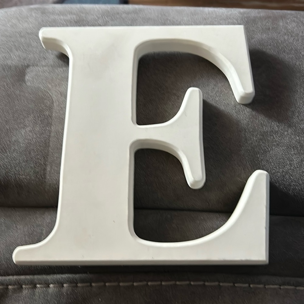 Wall hanging white letter E